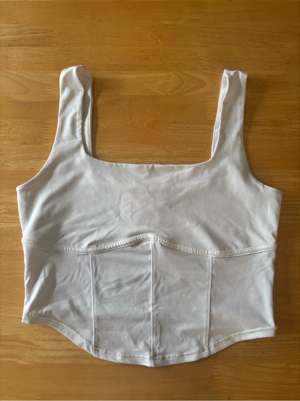 Square Neck Cropped White Tank Size L